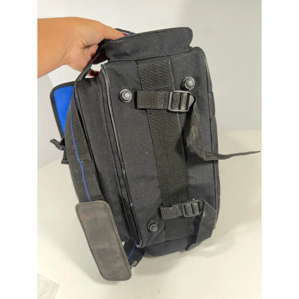 ProSpec Camera Bag Black Canvas Multi Compartment Shoulder Gear Case Blue Lining